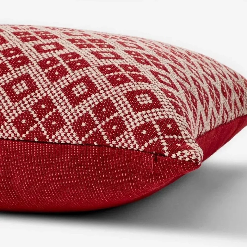 Oversized Woven Fair Isle Square‎ Throw Pillow Red - Threshold Studio McGee 2024